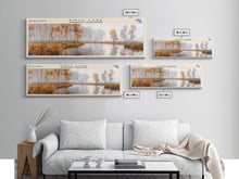Load image into Gallery viewer, Birch Lake Framed Canvas Print, Panoramic Lake House Decor, Scenic View, Travel Poster, Rustic Art, Lake Painting