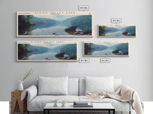 Load image into Gallery viewer, Blairs Valley Lake Maryland Framed Canvas Print, Panoramic Lake House Decor, Scenic View, Travel Poster, Rustic Art, Lake Painting