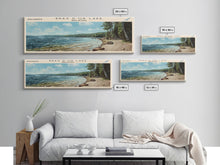 Load image into Gallery viewer, Bras d'Or Lake Framed Canvas Print, Panoramic Lake House Decor, Wall Art, Travel Poster, Rustic Lake Painting, Home Decor