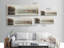 Carregar imagem no visualizador da galeria, Brookville Lake Indiana Framed Canvas Print, Lake House Decor, Panoramic Wall Art, Travel Poster, Rustic Lake Painting, Nature Art