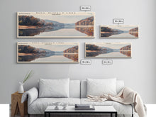 Carregar imagem no visualizador da galeria, Bull Shoals Lake Arkansas Framed Canvas Print, Lake House Art, Panoramic Wall Art, Travel Poster, Rustic Lake Painting, Home Decor