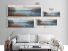 Carregar imagem no visualizador da galeria, Cagles Mill Lake Indiana Framed Canvas Print, Lake House Art, Panoramic Travel Poster, Wall Art, Modern Lake Painting, Home Decor