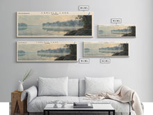 Carregar imagem no visualizador da galeria, Carlyle Lake Illinois Framed Canvas Print, Lake House Decor, Panoramic Wall Art, Travel Poster, Rustic Lake Painting, Nature Art