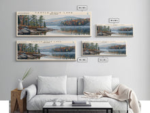 Cargar imagen en el visor de la galería, Castle Rock Lake Wisconsin Framed Canvas Print, Lake House Art, Panoramic Wall Art, Travel Poster, Modern Lake Painting, Home Decor