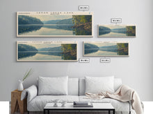 Cargar imagen en el visor de la galería, Cedar Creek Lake Kentucky Framed Canvas Print, Panoramic Lake House Decor, Wide Wall Art, Travel Poster, Rustic Lake Painting, Nature Art