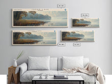 Cargar imagen en el visor de la galería, Cedar Lake Illinois Framed Canvas Print, Lake House Art, Panoramic Wide Art, Travel Poster, Minimalist Lake Painting, Home Decor