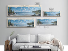 Load image into Gallery viewer, Cold Lake Framed Canvas Print, Lake House Art, Panoramic Wide Art, Travel Poster, Modern Lake Painting, Home Decor