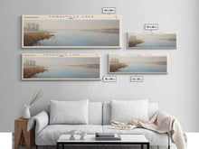 Load image into Gallery viewer, Coralville Lake Iowa Framed Canvas Print, Lake House Art, Panoramic Wide Art, Travel Poster, Modern Lake Painting, Nature Art