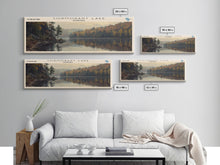 Load image into Gallery viewer, Coralville Lake Iowa Framed Canvas Print, Lake House Art, Panoramic Wide Art, Travel Poster, Modern Lake Painting, Nature Art
