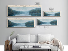 Load image into Gallery viewer, Crab Orchard Lake Illinois Framed Canvas Print, Lake House Art, Panoramic Wide Art, Travel Poster, Modern Lake Painting, Nature Art