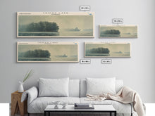 Load image into Gallery viewer, Crooked Lake Michigan Framed Canvas Print, Lake House Art, Panoramic Wall Art, Travel Poster, Minimalist Lake Painting, Home Decor