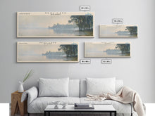 Load image into Gallery viewer, Deal Lake New Jersey Framed Canvas Print, Lake House Art, Panoramic Wall Art, Travel Poster, Rustic Lake Painting, Home Decor