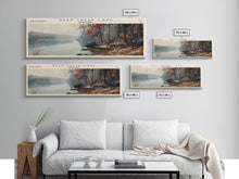 Load image into Gallery viewer, Deal Lake New Jersey Framed Canvas Print, Lake House Art, Panoramic Wall Art, Travel Poster, Rustic Lake Painting, Home Decor