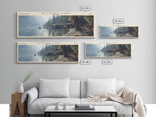 Load image into Gallery viewer, Detroit Lake Oregon Framed Canvas Print, Lake House Decor, Panoramic Wall Art, Travel Poster, Rustic Lake Painting, Nature Art