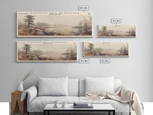 Load image into Gallery viewer, Diamond Hill Reservoir Rhode Island Framed Canvas Print, Panoramic Lake House Decor, Wall Art, Travel Poster, Rustic Lake Painting, Nature Art