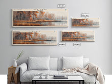 Load image into Gallery viewer, Elk Lake Michigan Framed Canvas Print, Lake House Art, Panoramic Wall Art, Travel Poster, Minimalist Lake Painting, Home Decor