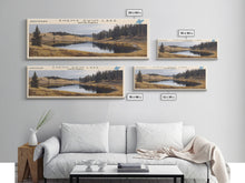 Load image into Gallery viewer, Enemy Swim Lake South Dakota Framed Canvas Print, Lake House Decor, Panoramic Wall Art, Travel Poster, Rustic Lake Painting, Home Decor