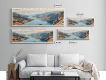 Carregar imagem no visualizador da galeria, Flaming Gorge Reservoir Utah Framed Canvas Print, Lake House Art, Panoramic Wall Art, Travel Poster, Beautiful Lake Painting, Home Decor