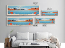 Load image into Gallery viewer, Amistad Reservoir Texas Framed Canvas Print, Panoramic Travel Poster, Midcentury Modern Wall Art, Pop Art, Nature Bedroom Decor