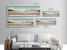 Load image into Gallery viewer, Angel Lake Nevada Framed Canvas Print, Panoramic Wall Art, Midcentury Modern, Pop Art, Travel Poster, Scenic Lake House Art