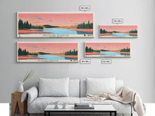 Load image into Gallery viewer, Angostura Reservoir South Dakota Framed Canvas Print, Panoramic Travel Poster, Midcentury Modern Wall Art, Pop Art, Lake House Decor