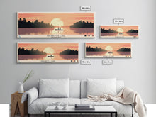 Load image into Gallery viewer, Arkabutla Lake Mississippi Framed Canvas Print, Panoramic Wall Art, Midcentury Modern, Pop Art, Travel Poster, Scenic Lake House Art