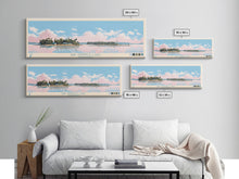 Load image into Gallery viewer, Bay Springs Lake Mississippi Framed Canvas Print, Panoramic Wall Art, Midcentury Modern, Pop Art, Travel Poster, Scenic Living Room Decor, Bedroom Art