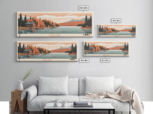 Load image into Gallery viewer, Bear Lake Utah Idaho Framed Canvas Print, Panoramic Travel Poster, Midcentury Modern Wall Art, Pop Art, Nature Living Room Art, Lake House Decor