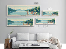 Load image into Gallery viewer, Beech Fork Lake West Virginia Framed Canvas Print, Panoramic Wall Art, Midcentury Modern, Pop Art, Travel Poster, Scenic Lake House Decor, Bedroom Art