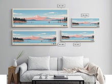 Load image into Gallery viewer, Big Bear Lake California Framed Canvas Print, Panoramic Wall Art, Midcentury Modern, Pop Art, Travel Poster, Scenic Bedroom Art, Living Room Decor