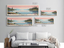 Load image into Gallery viewer, Big Chapman Lake Indiana Framed Canvas Print, Panoramic Travel Poster, Midcentury Modern Wall Art, Pop Art, Nature Lake House Art, Bedroom Decor