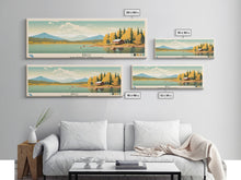 Load image into Gallery viewer, Birch Northwest Territories Framed Canvas Print, Panoramic Wall Art, Midcentury Modern, Pop Art, Travel Poster, Scenic Living Room Decor, Lake House Art