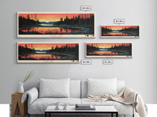 Load image into Gallery viewer, Black Lake New York Framed Canvas Print, Panoramic Wall Art, Midcentury Modern, Pop Art, Travel Poster, Scenic Living Room Art, Lake House Decor