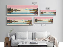 Load image into Gallery viewer, Blackwater Lake Northwest Territories Framed Canvas Print, Panoramic Wall Art, Midcentury Modern, Pop Art, Travel Poster, Scenic Living Room Art, Lake House Decor