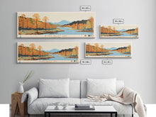 Load image into Gallery viewer, Blairs Valley Lake Maryland Framed Canvas Print, Panoramic Travel Poster, Midcentury Modern Wall Art, Pop Art, Nature Bedroom Art, Scenic Lake House Decor