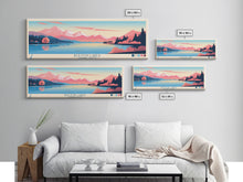 Load image into Gallery viewer, Bolton Lakes Connecticut Framed Canvas Print, Panoramic Wall Art, Midcentury Modern, Pop Art, Travel Poster, Scenic Living Room Art, Lake House Decor
