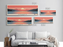 Load image into Gallery viewer, Boysen Reservoir Wyoming Framed Canvas Print, Panoramic Travel Poster, Midcentury Modern Wall Art, Pop Art, Nature Bedroom Decor, Scenic Lake House Art