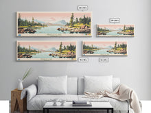 Load image into Gallery viewer, Bradley Lake Wyoming Framed Canvas Print, Midcentury Modern Panoramic Wall Art, Living Room Decor, Pop Art, Travel Poster Art