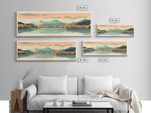Carregar imagem no visualizador da galeria, Burnsville Lake West Virginia Framed Canvas Print, Midcentury Modern Panoramic Wall Art, Living Room Decor, Pop Art, Travel Poster Art, Scenic Nature Painting
