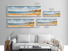Carregar imagem no visualizador da galeria, Burt Lake Michigan Framed Canvas Print, Pop Art Panoramic Travel Poster, Midcentury Modern, Wall Art, Scenic Nature Painting, Bedroom Decor
