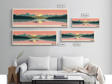 Carregar imagem no visualizador da galeria, Canadice Lake New York Framed Canvas Print, Pop Art Panoramic Travel Poster, Midcentury Modern, Wall Art, Scenic Nature Painting, Bedroom Decor