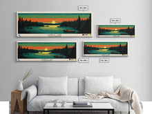 Carregar imagem no visualizador da galeria, Candle Lake Saskatchewan Framed Canvas Print, Midcentury Modern Panoramic Wall Art, Living Room Decor, Pop Art, Travel Poster Art, Scenic Nature Painting
