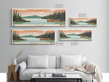 Carregar imagem no visualizador da galeria, Canoe Lake Saskatchewan Framed Canvas Print, Midcentury Modern Panoramic Wall Art, Living Room Decor, Pop Art, Travel Poster Art, Scenic Nature Painting