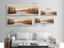 Cargar imagen en el visor de la galería, Clopper Lake Maryland Framed Canvas Print, Pop Art Panoramic Travel Poster, Midcentury Modern, Wall Art, Scenic Nature Painting, Bedroom Decor, Living Room Art