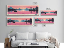 Cargar imagen en el visor de la galería, Cobbosseecontee Lake Maine Framed Canvas Print, Midcentury Modern Panoramic Wall Art, Living Room Decor, Pop Art, Travel Poster Art, Scenic Nature Painting, Lake House Decor