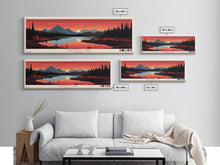 Load image into Gallery viewer, Crescent Lake Alaska Framed Canvas Print, Pop Art Panoramic Travel Poster, Midcentury Modern, Wall Art, Scenic Nature Painting, Bedroom Decor, Living Room Art