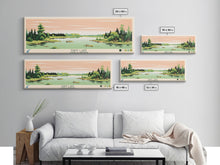 Load image into Gallery viewer, Davy Lake Saskatchewan Framed Canvas Print, Midcentury Modern Panoramic Wall Art, Living Room Decor, Pop Art, Travel Poster Art, Scenic Nature Painting