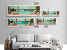 Load image into Gallery viewer, DeQueen Lake Arkansas Framed Canvas Print, Midcentury Modern Panoramic Wall Art, Living Room Decor, Pop Art, Travel Poster Art, Scenic Nature Painting