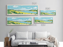 Load image into Gallery viewer, Diamond Hill Reservoir Rhode Island Framed Canvas Print, Midcentury Modern Panoramic Wall Art, Living Room Decor, Pop Art, Travel Poster Art, Scenic Nature Painting
