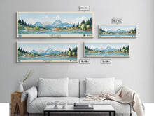 Load image into Gallery viewer, East Lake Oregon Framed Canvas Print, Panoramic Landscape Art, Midcentury Modern, Pop Art, Living Room Wall Art, Travel Poster, Beautiful Nature Art
